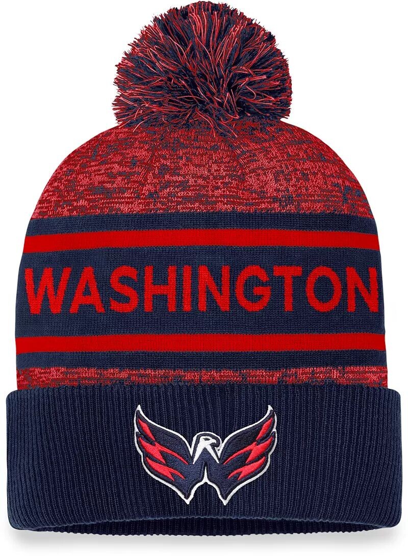 

Темно-синяя шапка с манжетами и помпонами NHL Washington Capitals 2023 Authentic Pro Rink