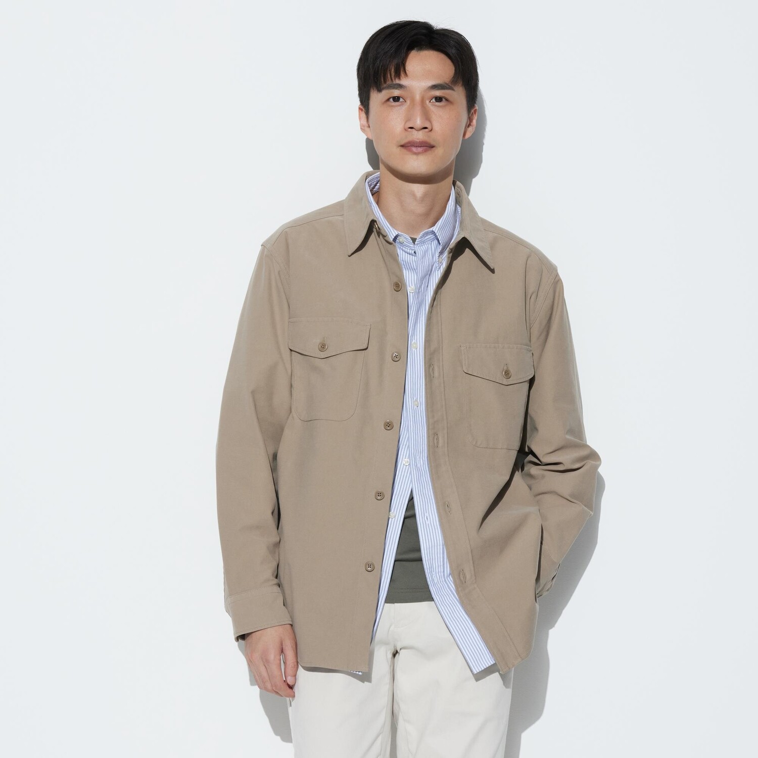 

Рубашка UNIQLO из джерси с длинным рукавом, бежевый