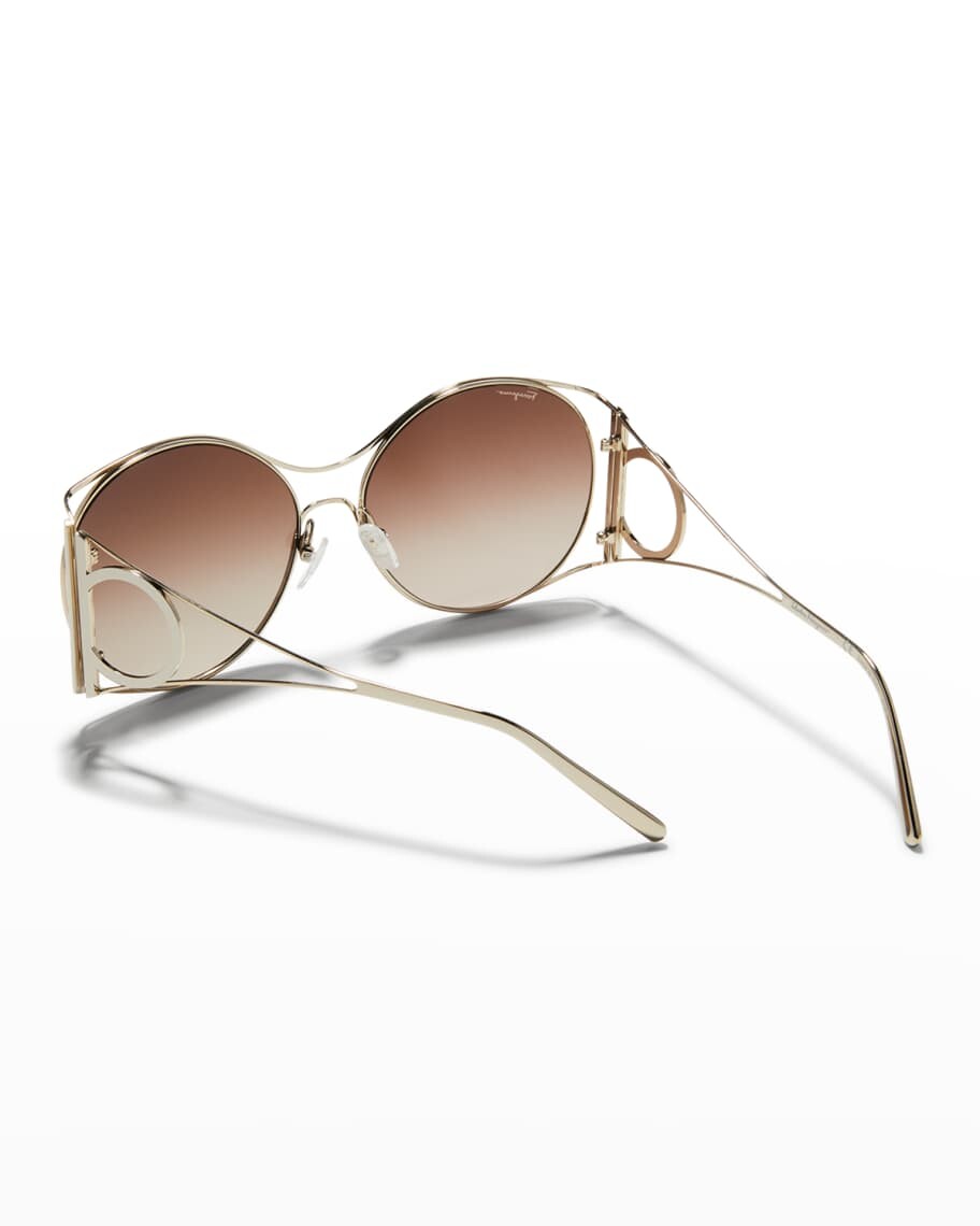 

Круглые металлические солнцезащитные очки Gancio с вырезом Ferragamo
