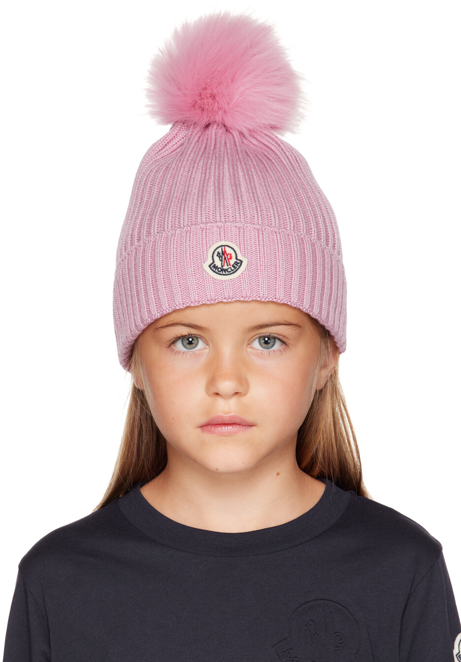 

Moncler Enfant Kids Розовая шапка с помпоном