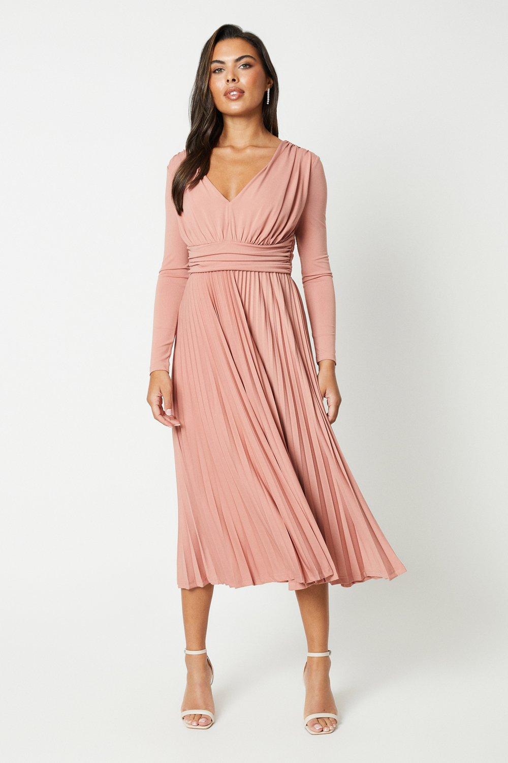 цена Платье с V-образным вырезом и плиссированной юбкой Coast, розовый