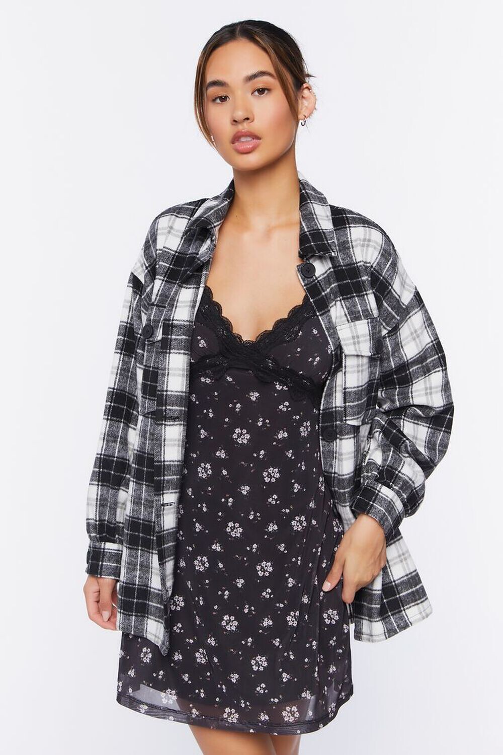 

Клетчатая куртка на пуговицах Forever 21, кремовый, Бежевый