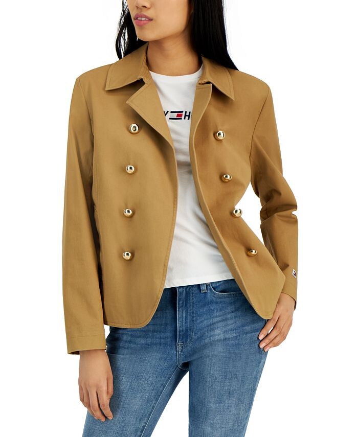 

Женский двубортный жакет с открытым передом Tommy Hilfiger, коричневый