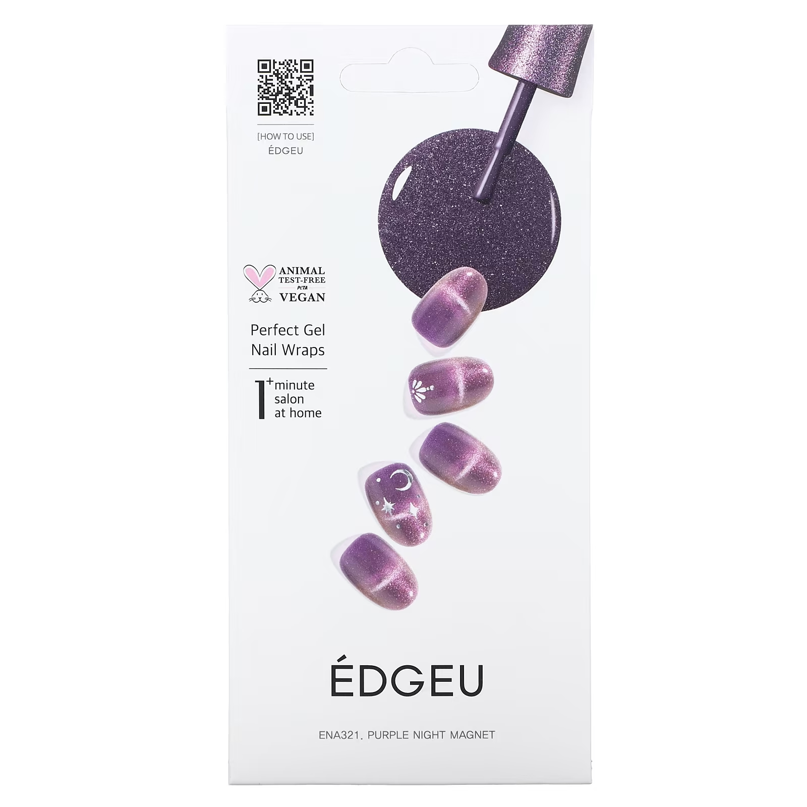 цена Гелевые обертывания для ногтей Edgeu Perfect ENA321 фиолетовый ночной магнит