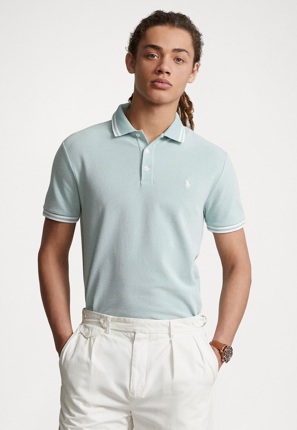 

Polo РУБАШКА ПОЛО CUSTOM SLIM FIT STRETCH MESH Polo Ralph Lauren, essex green/white