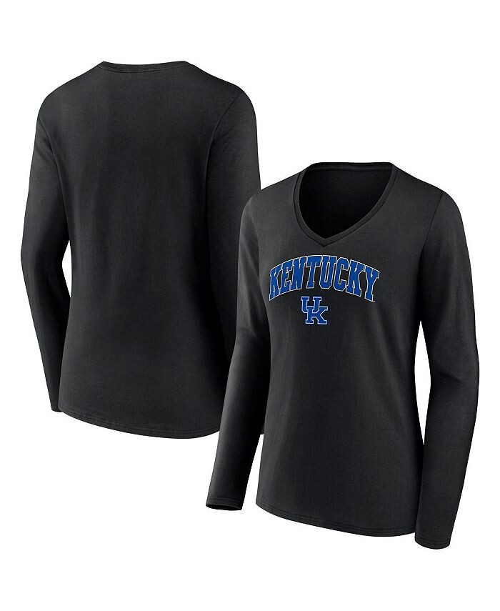 

Женская черная фирменная футболка Kentucky Wildcats Evergreen Campus с длинными рукавами и v-образным вырезом Fanatics, черный