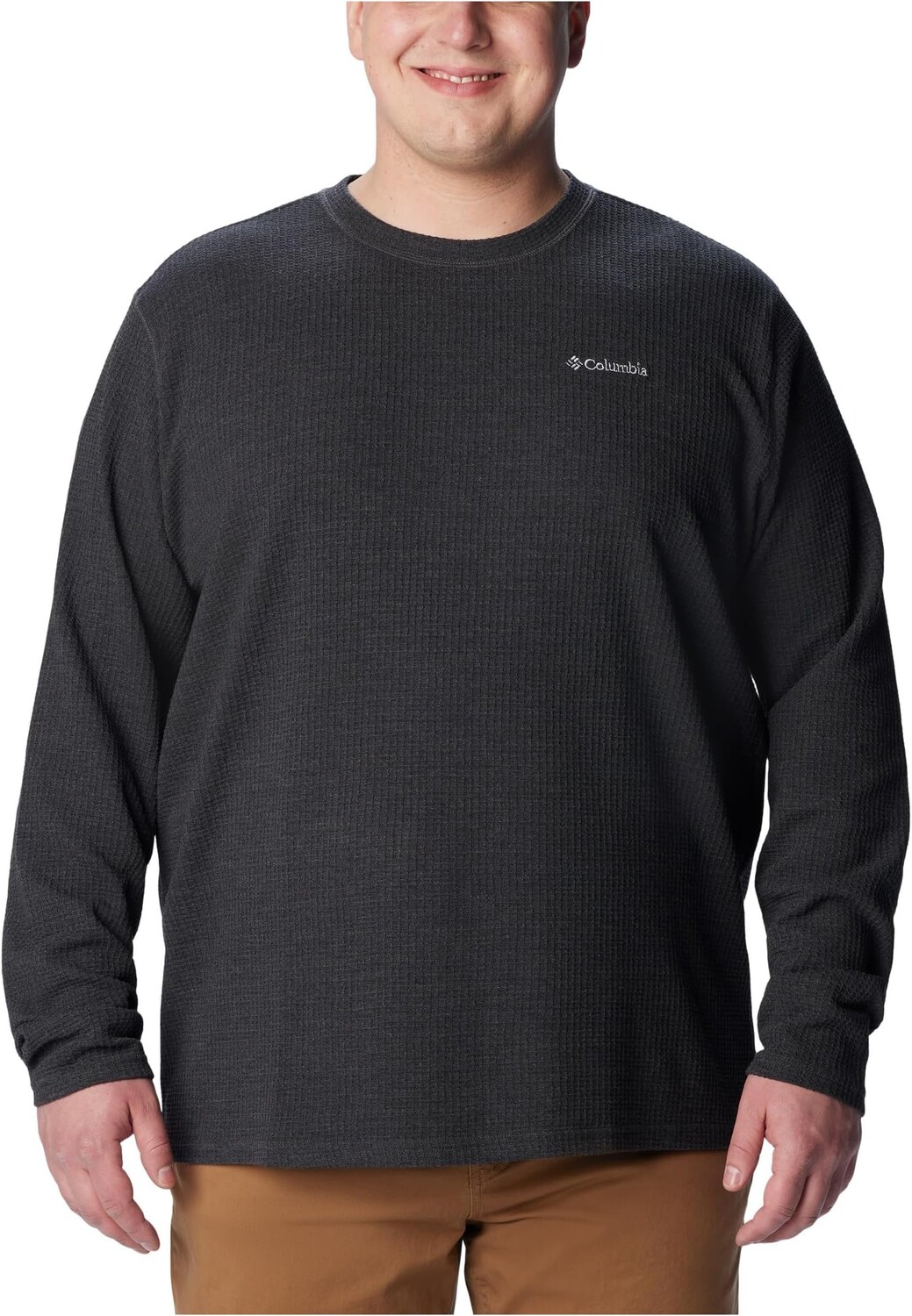 

Вафельная футболка с длинными рукавами Big & Tall Pine Peak II Columbia, цвет Black Heather