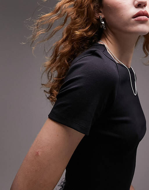 

Черная повседневная футболка Topshop, Черный