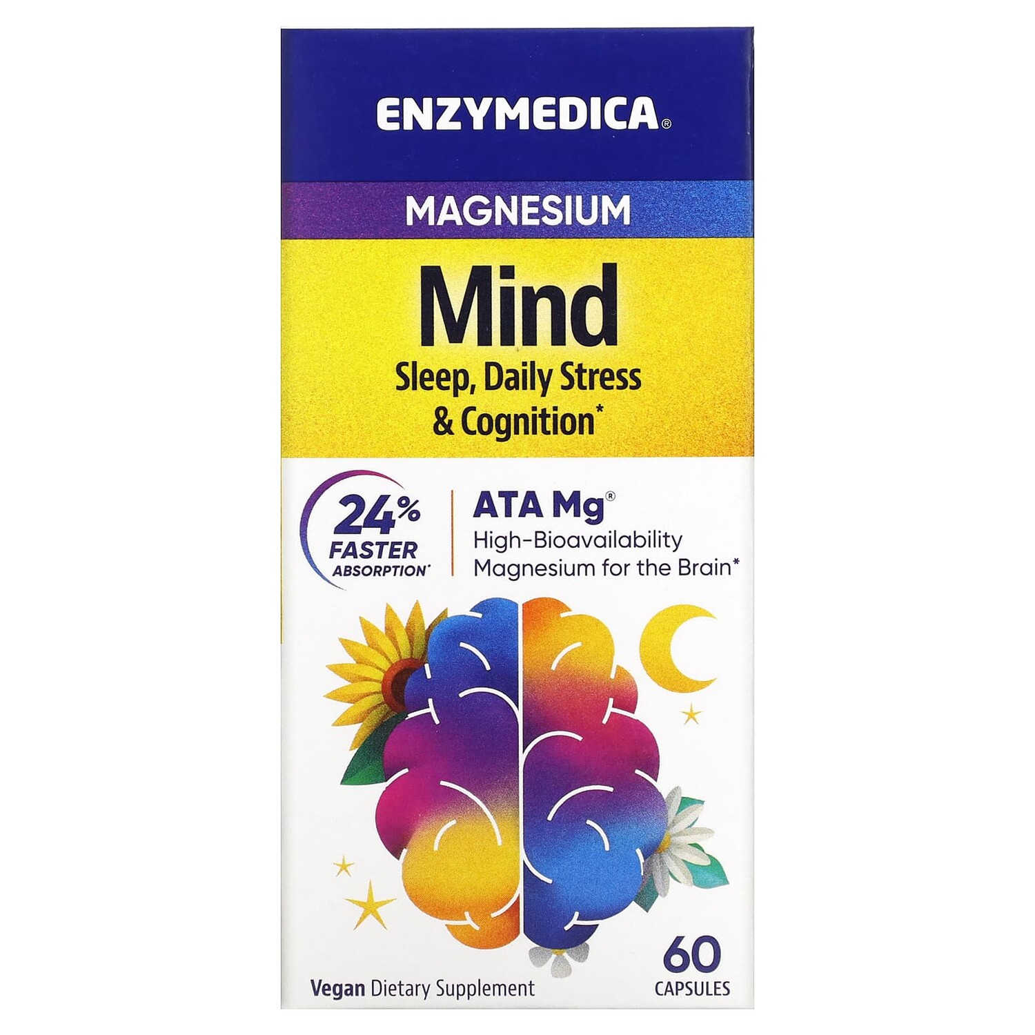 

Магний, для разума, 60 капсул, Enzymedica