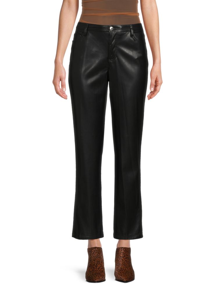 Укороченные брюки из искусственной кожи Calvin Klein, черный