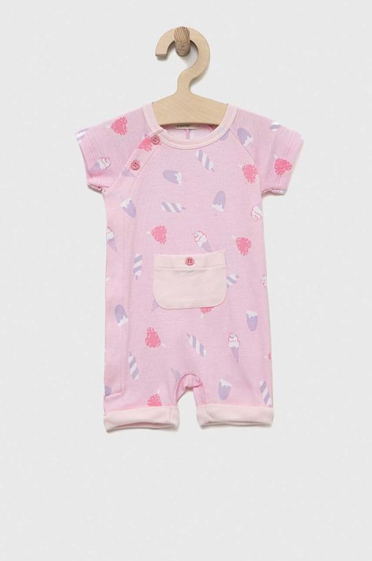 Хлопковые рамперы для новорожденных United Colors of Benetton, розовый хлопковая юбка для новорожденных united colors of benetton серый
