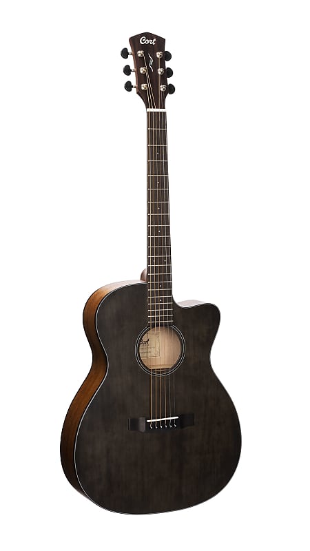 Акустическая гитара Cort COREOCOTPB Core Series Spruce Acoustic Electric Guitar. Open Pore Trans Black w/ Fishman электрогитара sunset tc cort open pore burgundy red