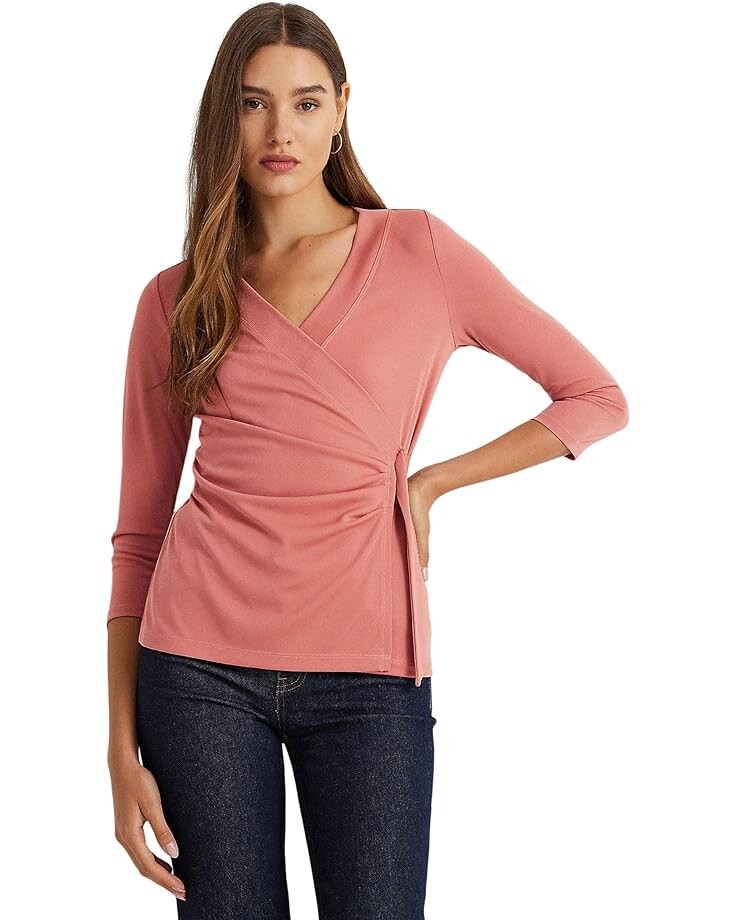 

Топ LAUREN Ralph Lauren Stretch Jersey Surplice, розовый