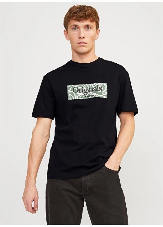 

Черная мужская футболка с круглым вырезом 12250436_JORLAFAYETTE BRANDING TEE Jack & Jones, черный