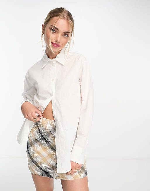 

Белая хлопковая блузка с длинными рукавами Monki