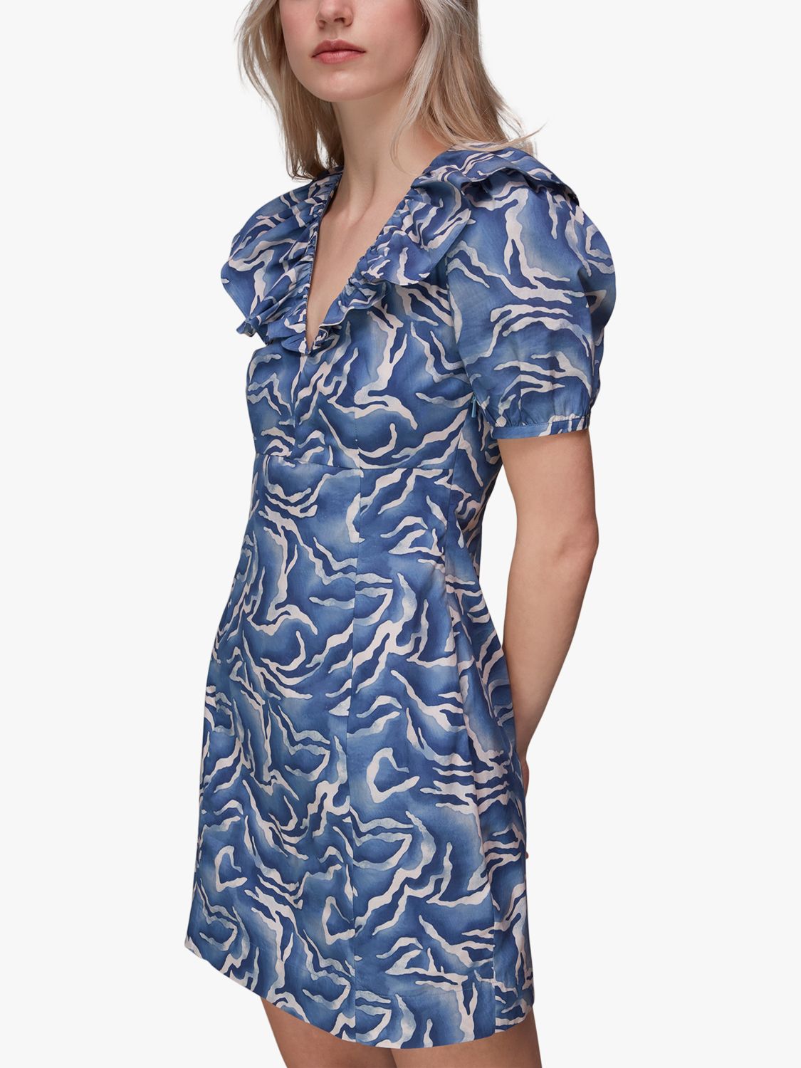 Платье с акварельным принтом зебры Whistles, синее кардиган с акварельным принтом