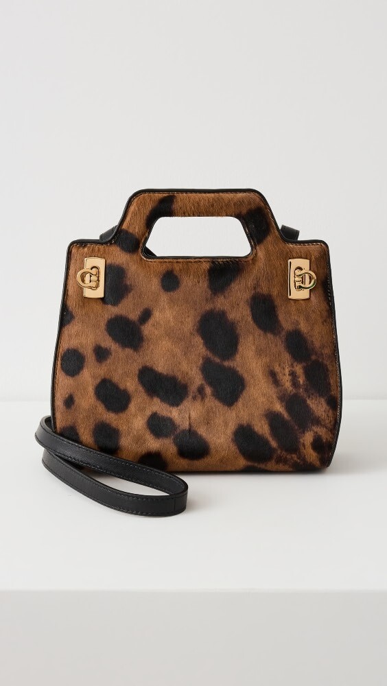 

Сумка через плечо FERRAGAMO Wanda Pony Leopard Shoulder, бежевый
