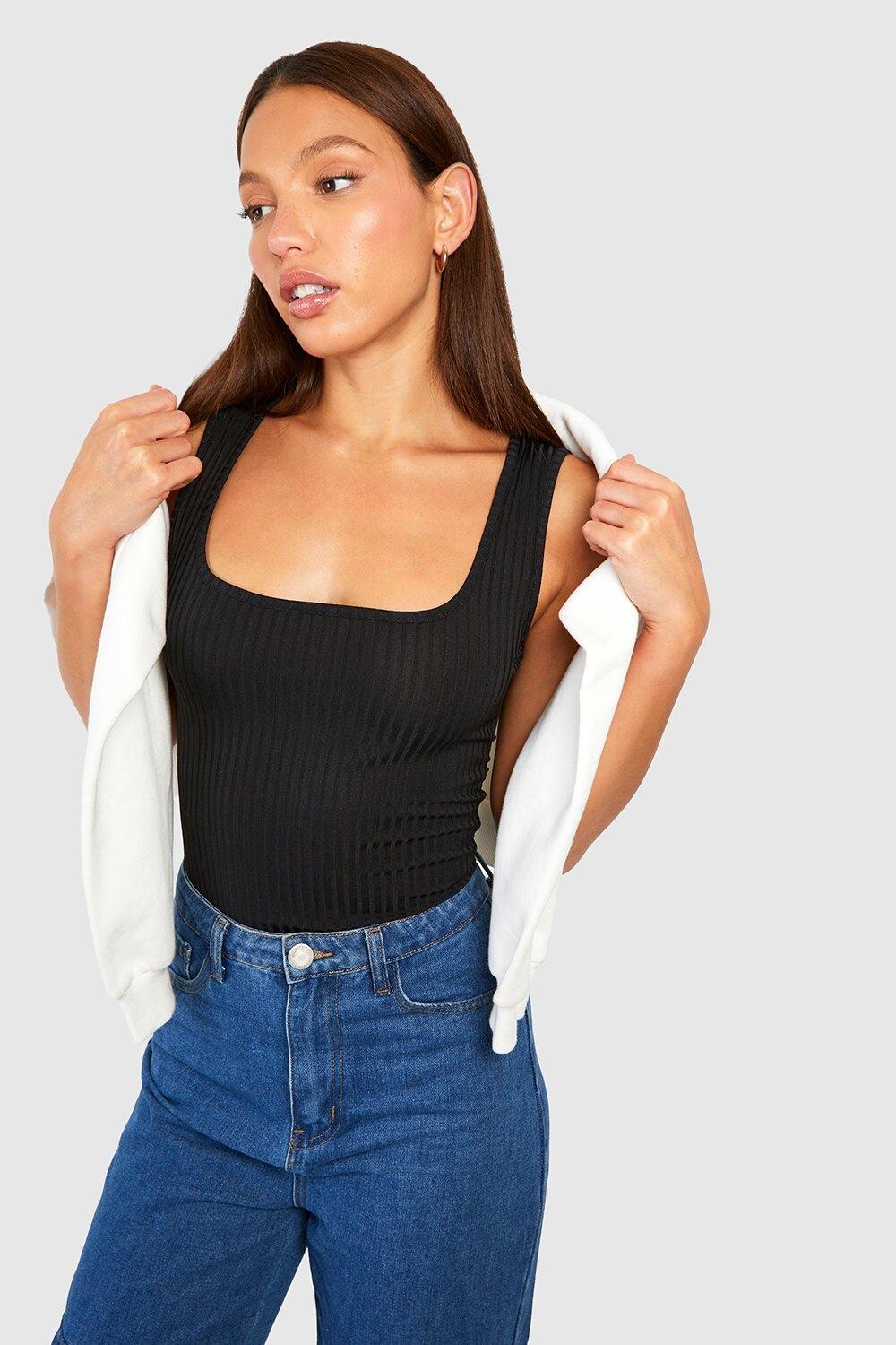 

Боди с квадратным вырезом и высоким вырезом Boohoo, черный