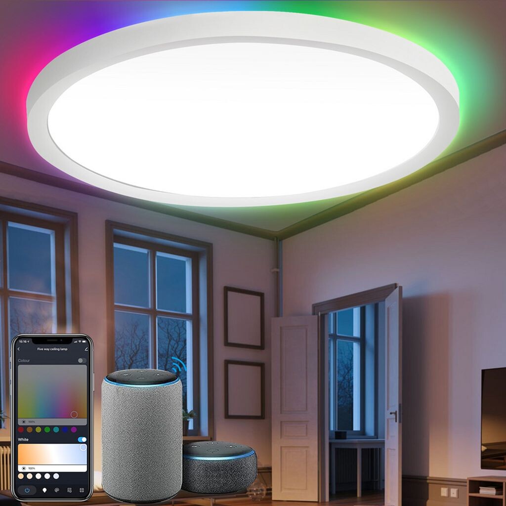 

Yakimz Smart LED потолочный светильник 24 Вт с регулируемой яркостью RGB - Сверхтонкий светильник для прихожей, светильник для прихожей - 2040LM, белый