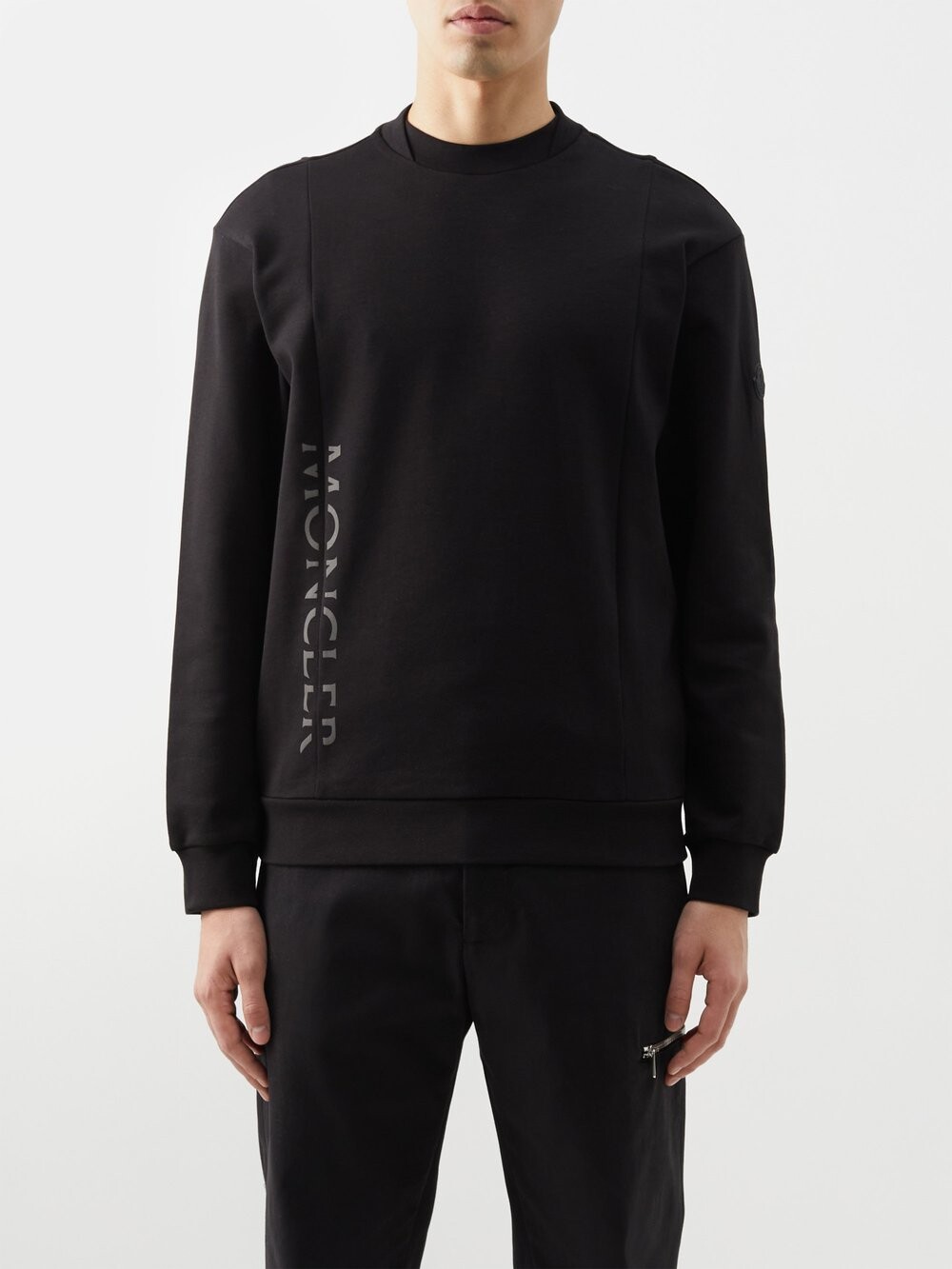 

Толстовка из хлопкового джерси с логотипом Moncler, черный