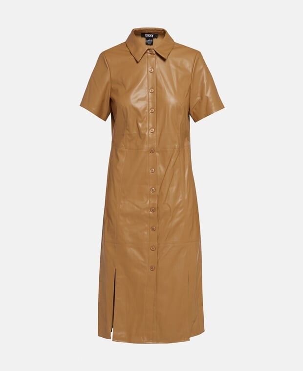 

Кожаное платье DKNY, коричневый