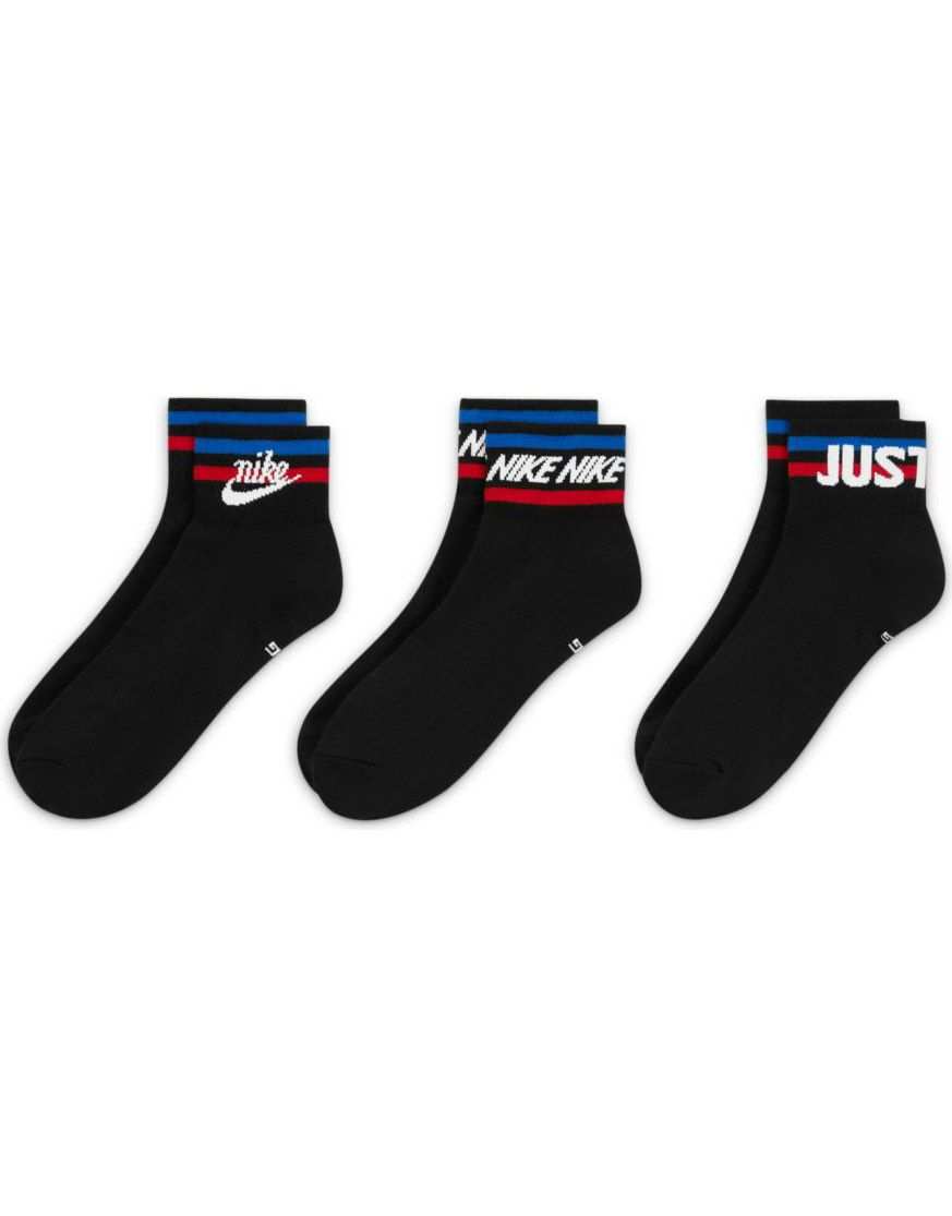 Комплект из трех черных носков до щиколотки Nike Everyday Essential