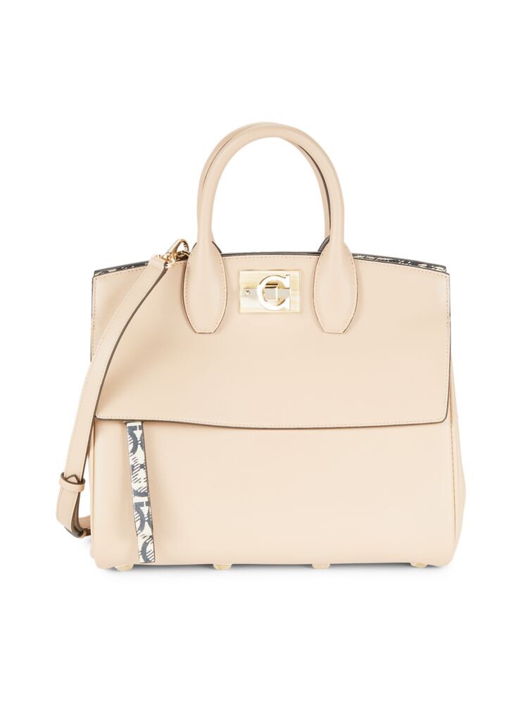 

Кожаная сумка Studio с верхней ручкой Ferragamo, цвет Bone