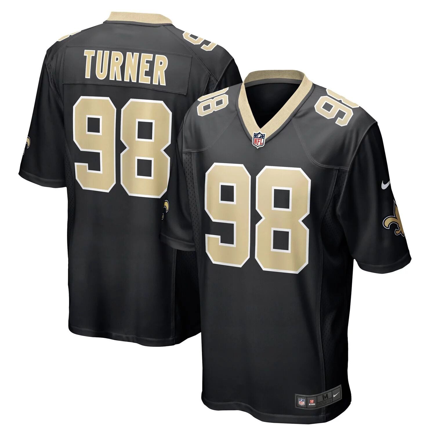 

Мужское черное мужское джерси Payton Turner New Orleans Saints драфта НФЛ 2021 года, выбранное в первом раунде Nike, Черный