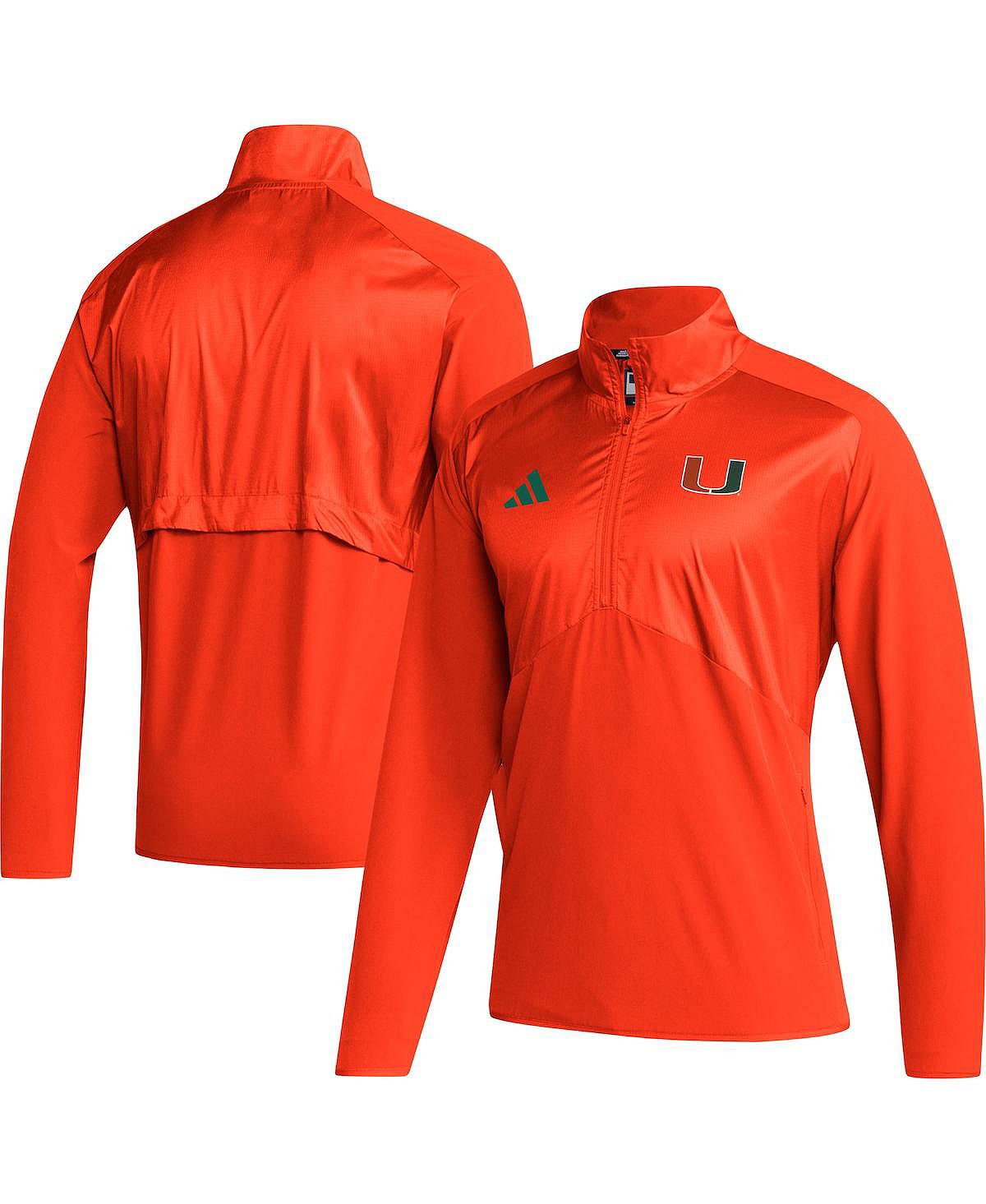цена Мужская оранжевая куртка Miami Hurricanes Sideline AEROREADY с рукавами реглан и молнией четверти adidas