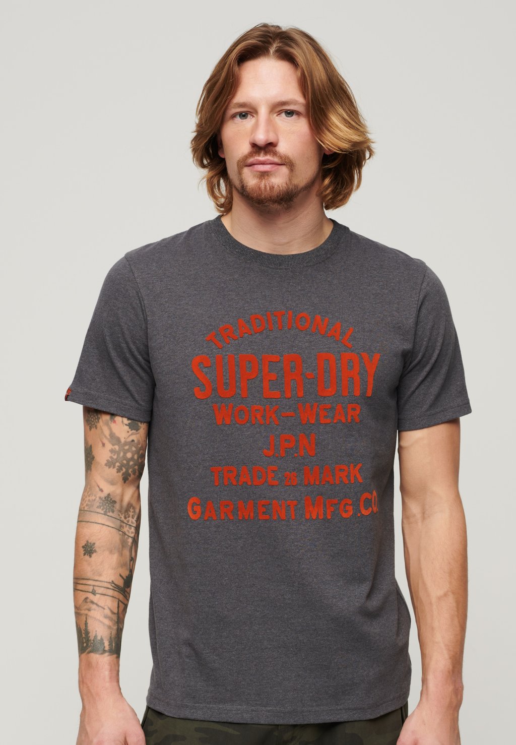 

Футболка с принтом WORKWEAR FLOCK GRAPHIC Superdry, цвет granite grey marl