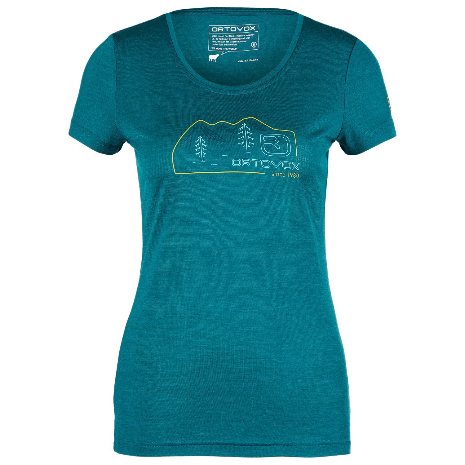 Рубашка из мериноса Ortovox Women's 140 Cool Vintage Badge TS, цвет Pacific Green