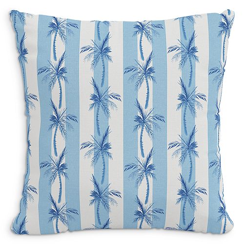 Декоративная льняная подушка Cabana Stripe Palms со вставкой из перьев, 20 x 20 дюймов Cloth & Company, цвет Blue