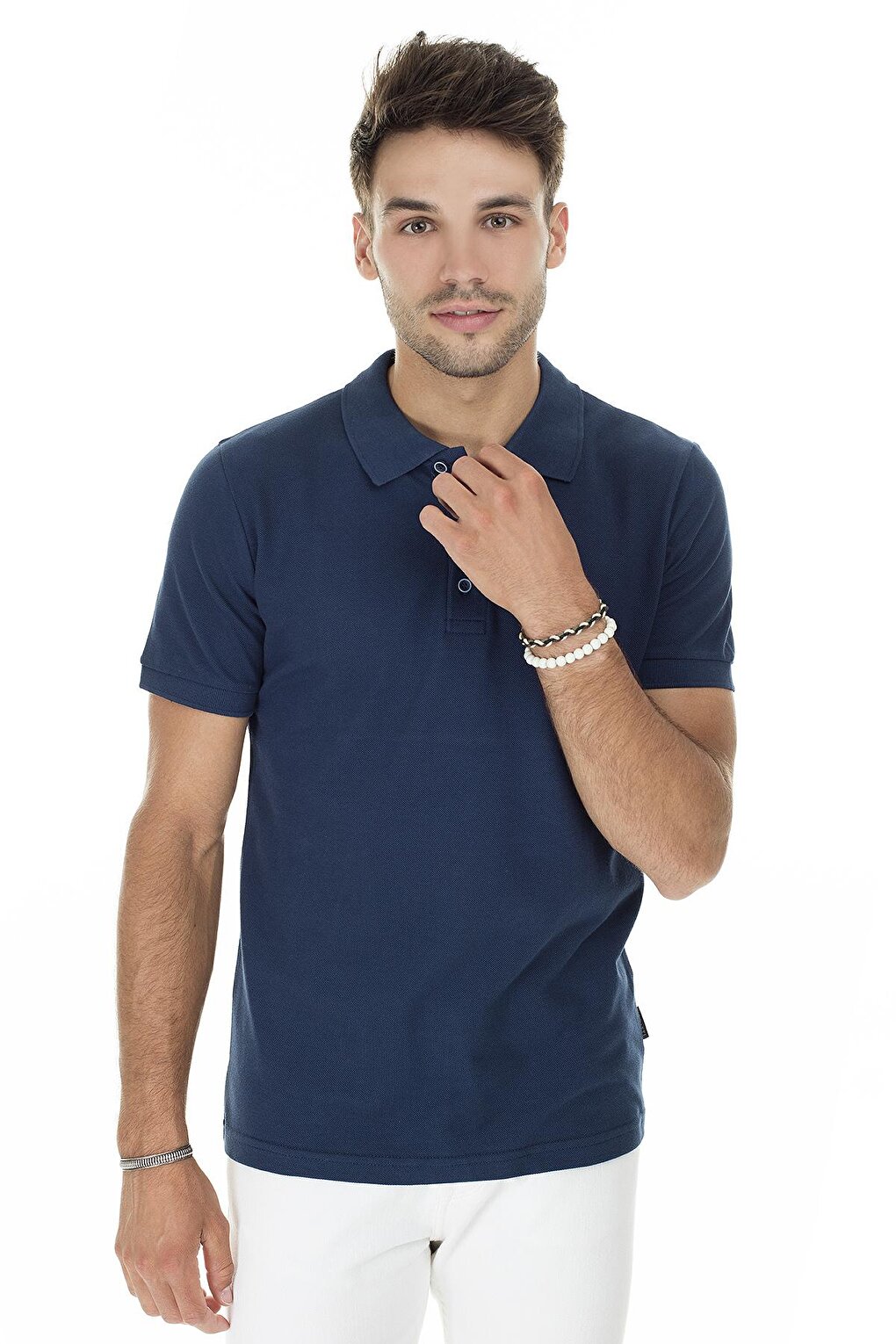 Хлопковая футболка-поло обычного кроя на пуговицах 4362050 Buratti, морская синева цена и фото