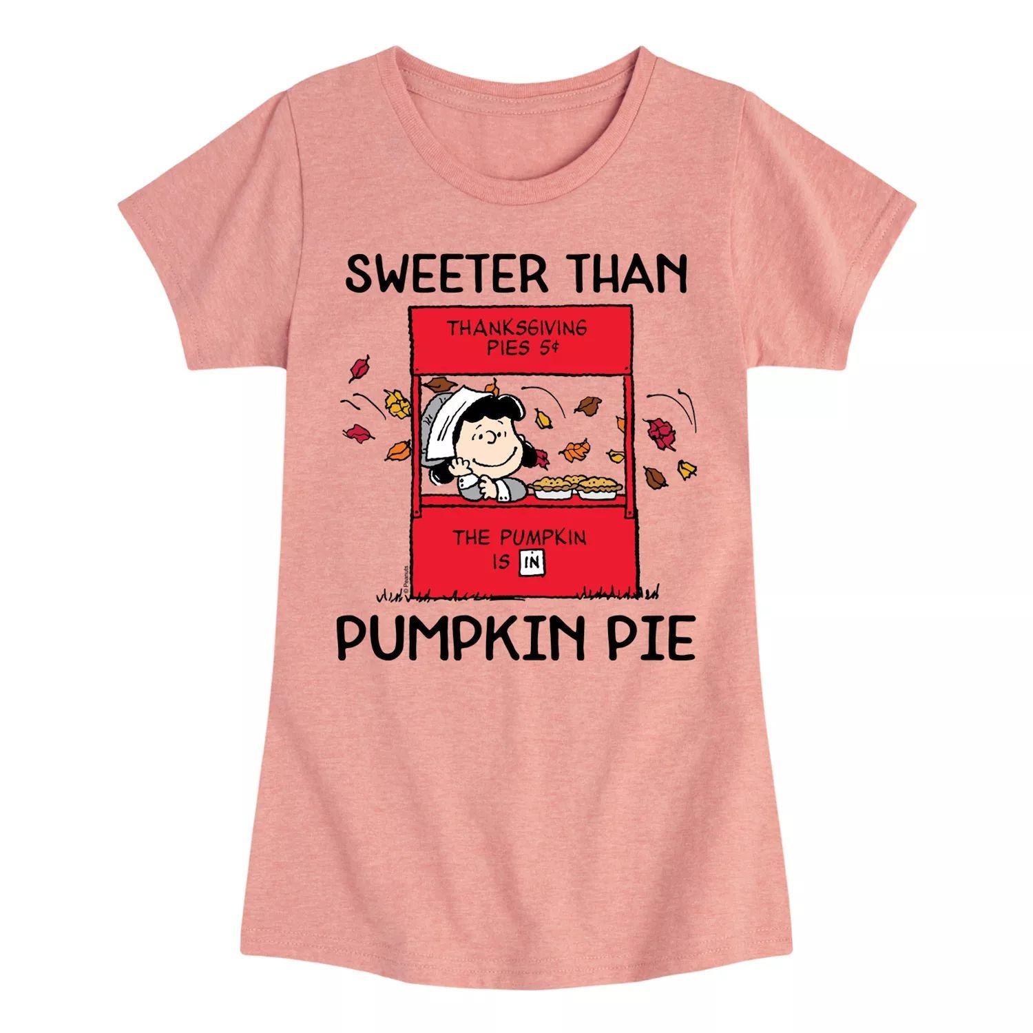 

Футболка с рисунком Peanuts Pumpkin Pie Lucy для девочек 7–16 лет Licensed Character, розовый