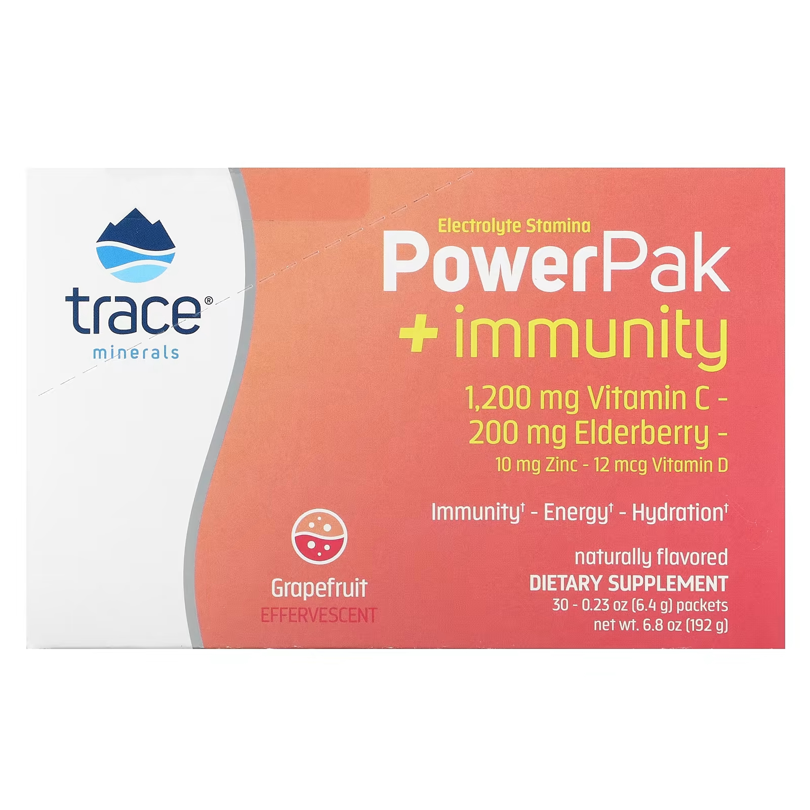 Электролит Trace Minerals Stamina PowerPak + Immunity Grapefruit, 30 пакетов