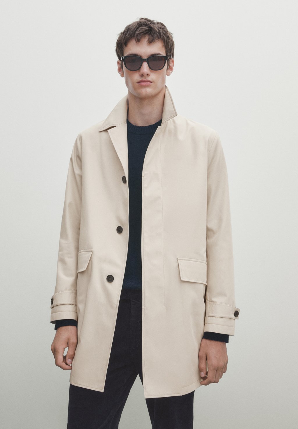 Короткое пальто Massimo Dutti, цвет beige