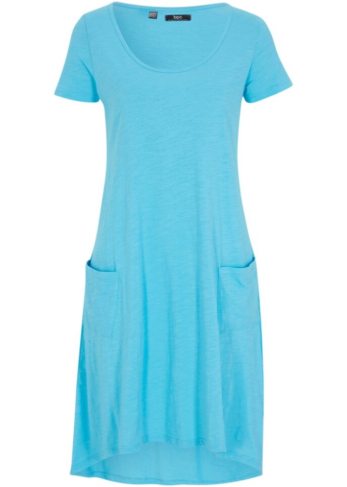 

Короткое хлопковое платье-рубашка из пряжи slub Bpc Bonprix Collection, голубой, Синий