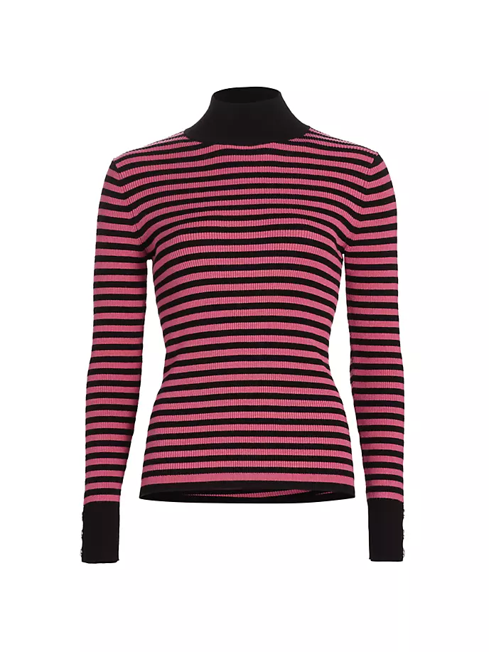 цена Полосатый свитер с высоким воротником Lex Elie Tahari, цвет noir swan song