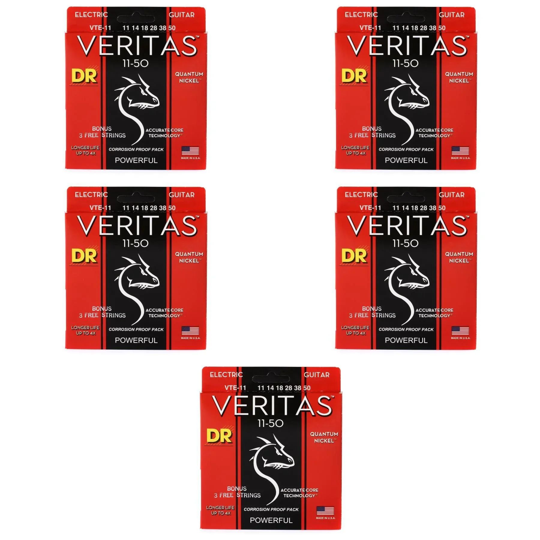 

Струны для электрогитары DR Strings VTE-11 Veritas — .011-.050 Heavy (5 шт.)