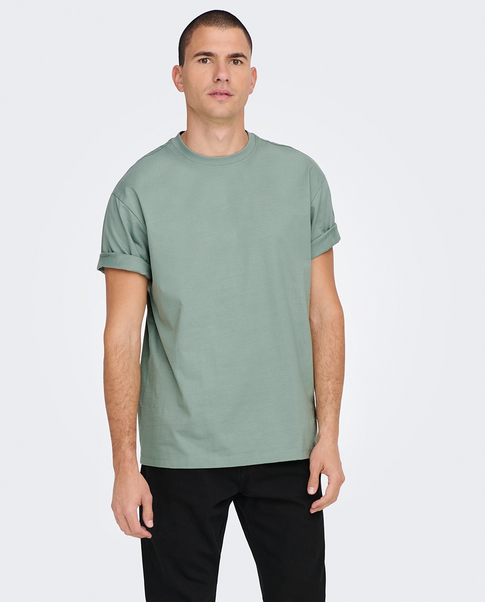 Мужская футболка с короткими рукавами и круглым вырезом Only & Sons, темно-зеленый