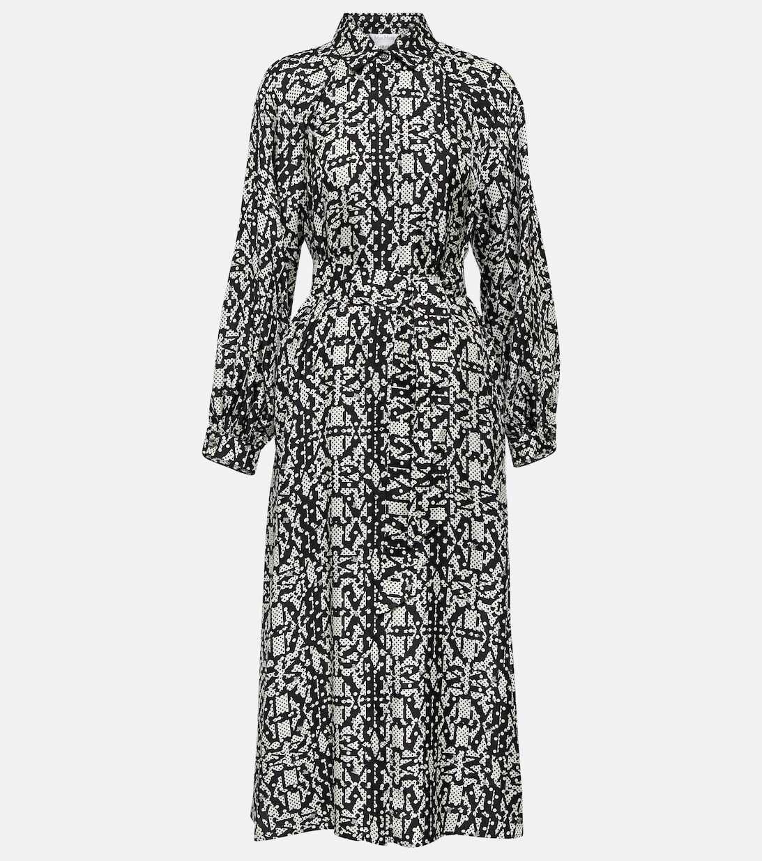 

Шелковое платье миди с принтом Alpe MAX MARA, черный