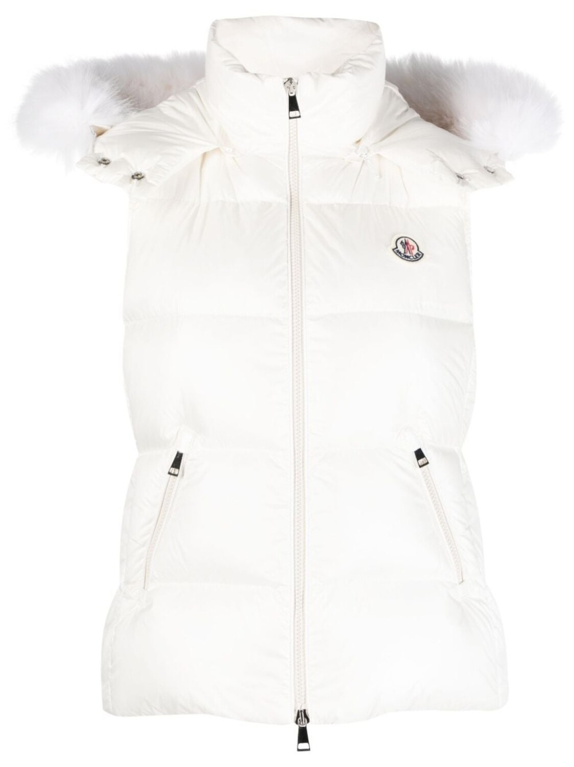 

Жилет с капюшоном и нашивкой-логотипом Moncler, белый