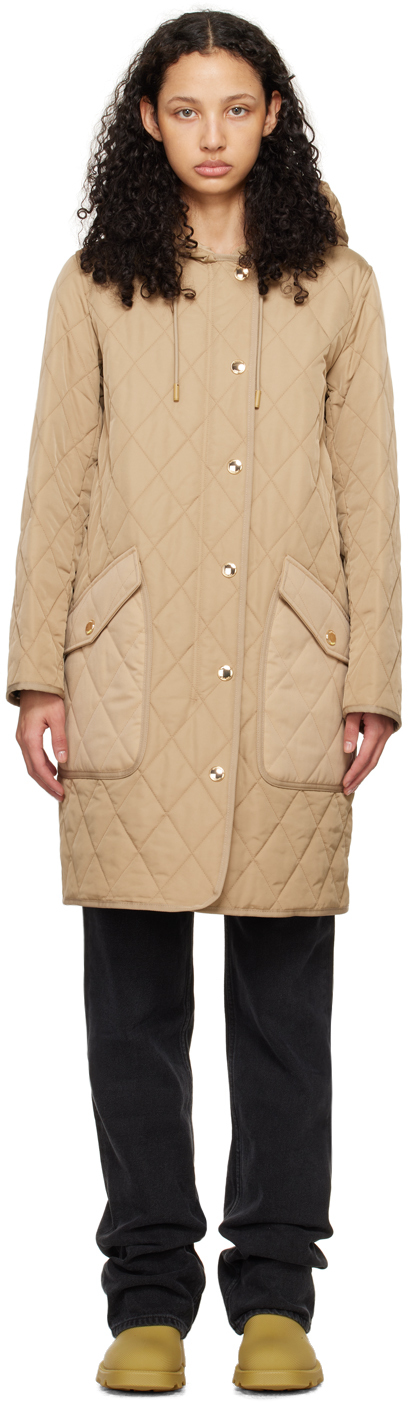 Бежевая стеганая куртка с терморегулированием Burberry куртка стеганая средней длины на кнопках m синий
