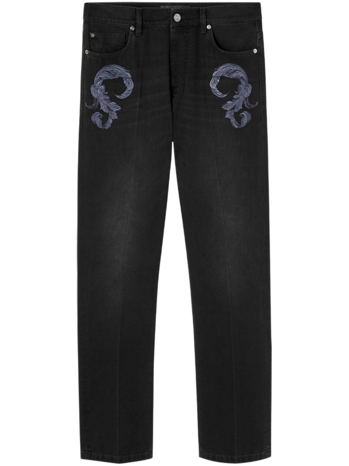 

Versace прямые джинсы с вышивкой Barocco, черный