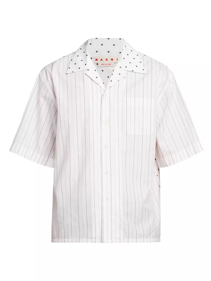 

Рубашка Camp в горошек и полоску Marni, цвет lily white