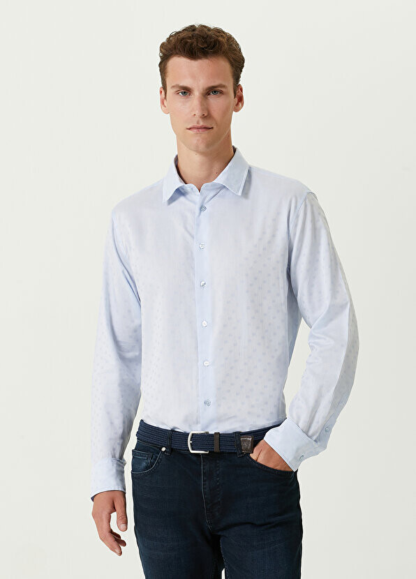 

Синяя рубашка с логотипом Etro