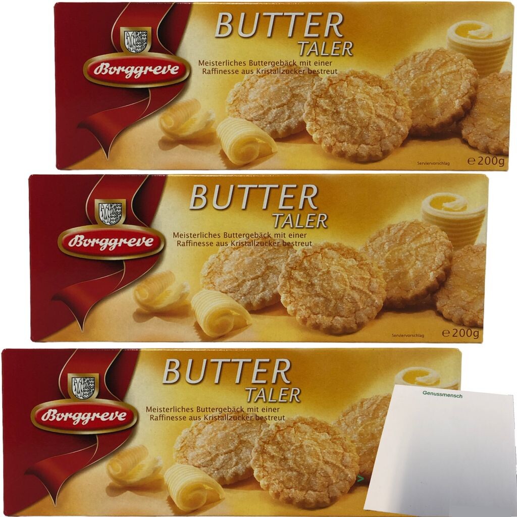 

Borggreve Buttertaler Мастерская сдобная выпечка, посыпанная сахарным песком, 3 шт. (3 упаковки по 200 г) + блок усы USY