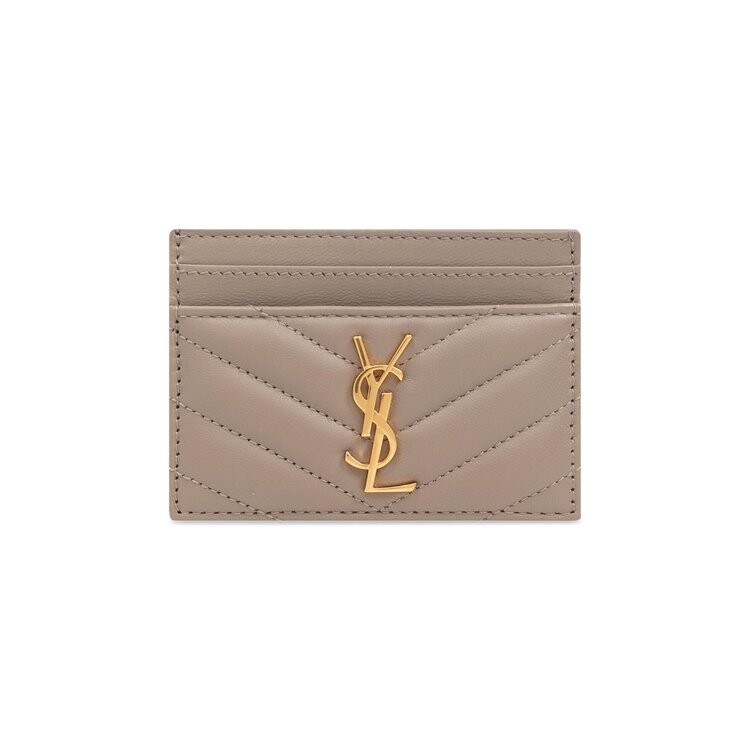 

Картхолдер Saint Laurent Cassandre Matelassé Card Case, цвет Greyish Brown