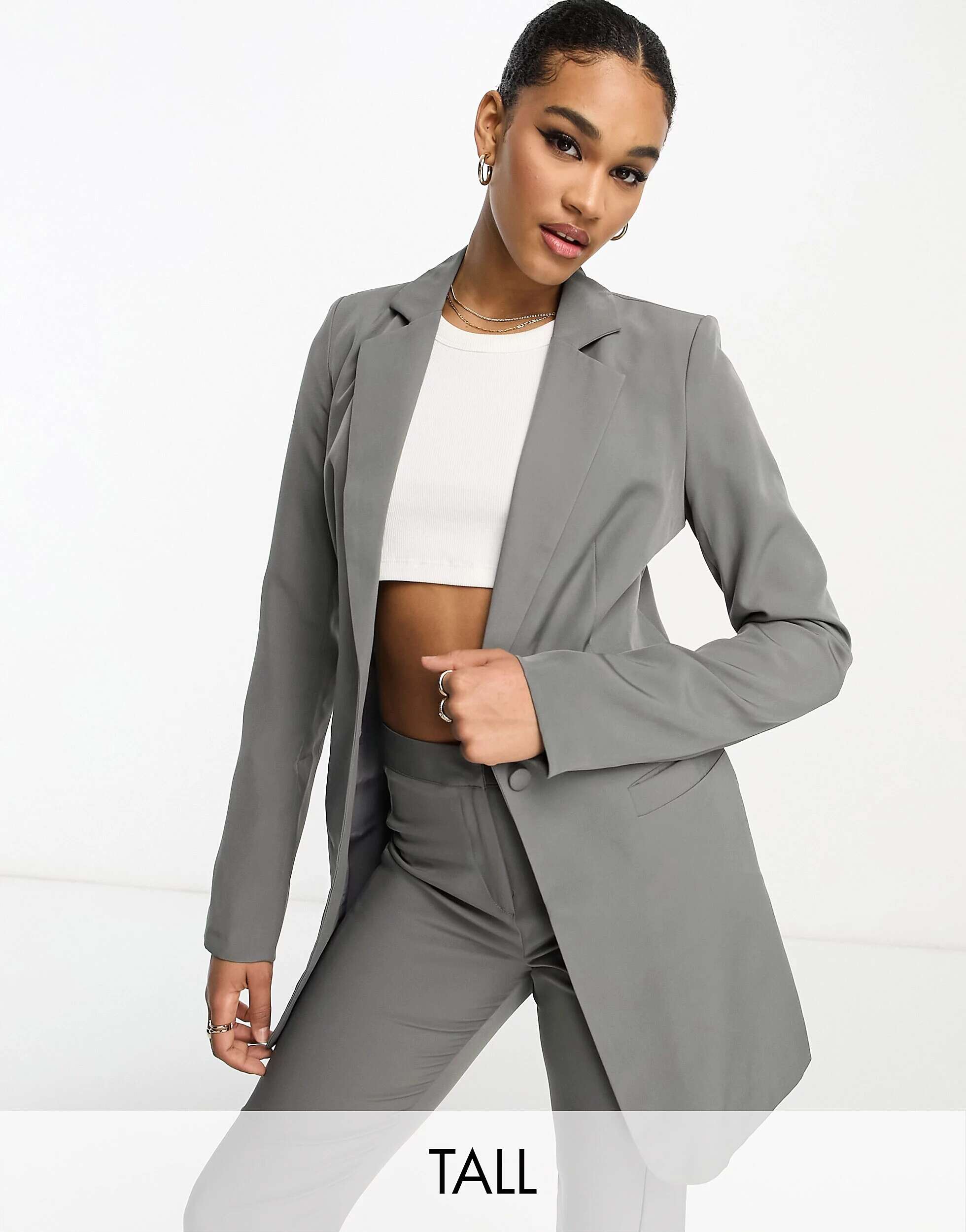 Серый удлинённый пиджак Unique 21 Tall UNIQUE23 комплекты и костюмы