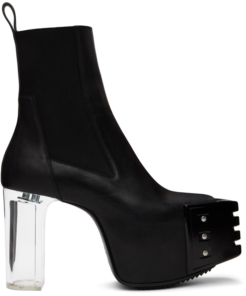 

Черные ботинки челси на платформе 45 с решеткой Rick Owens